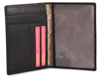 SADDLER "HARPER" Porte-passeport luxueux en cuir véritable pour femmes | Designer Travel Wallet - Parfait pour les cartes de débit de crédit Passport Mileage | Couverture de passeport pour femmes | Boîte-cadeau - Noir 2