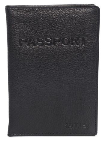 SADDLER "HARPER" Porte-passeport luxueux en cuir véritable pour femmes | Designer Travel Wallet - Parfait pour les cartes de débit de crédit Passport Mileage | Couverture de passeport pour femmes | Boîte-cadeau - Noir 3