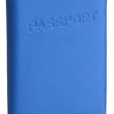 SADDLER "HARPER" Porte-passeport luxueux en cuir véritable pour femmes | Designer Travel Wallet - Parfait pour les cartes de débit de crédit Passport Mileage | Couverture de passeport pour femmes | Coffret cadeau - Bleu