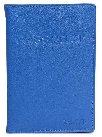 SADDLER "HARPER" Porte-passeport luxueux en cuir véritable pour femmes | Designer Travel Wallet - Parfait pour les cartes de débit de crédit Passport Mileage | Couverture de passeport pour femmes | Coffret cadeau - Bleu 3