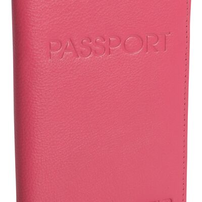SADDLER "HARPER" Womens Luxurious Real Leather Passport Holder for Women | Designer Travel Wallet - Perfect for Passport Mileage Credit Debit Cards | Ladies Passport Cover | Gift Boxed - Fuchsia
