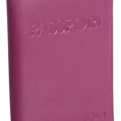 SADDLER "HARPER" Porte-passeport luxueux en cuir véritable pour femmes | Designer Travel Wallet - Parfait pour les cartes de débit de crédit Passport Mileage | Couverture de passeport pour femmes | Coffret cadeau - Magenta