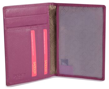 SADDLER "HARPER" Porte-passeport luxueux en cuir véritable pour femmes | Designer Travel Wallet - Parfait pour les cartes de débit de crédit Passport Mileage | Couverture de passeport pour femmes | Coffret cadeau - Magenta 2