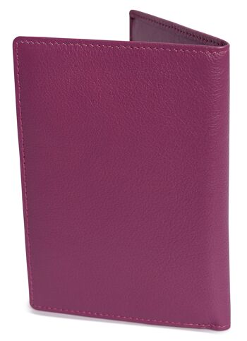 SADDLER "HARPER" Porte-passeport luxueux en cuir véritable pour femmes | Designer Travel Wallet - Parfait pour les cartes de débit de crédit Passport Mileage | Couverture de passeport pour femmes | Coffret cadeau - Magenta 4