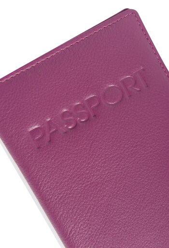 SADDLER "HARPER" Porte-passeport luxueux en cuir véritable pour femmes | Designer Travel Wallet - Parfait pour les cartes de débit de crédit Passport Mileage | Couverture de passeport pour femmes | Coffret cadeau - Magenta 5