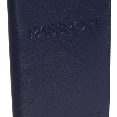 SADDLER "HARPER" Porte-passeport luxueux en cuir véritable pour femmes | Designer Travel Wallet - Parfait pour les cartes de débit de crédit Passport Mileage | Couverture de passeport pour femmes | Coffret cadeau - Marine