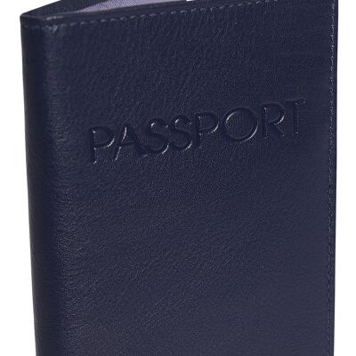 SADDLER "HARPER" Womens Luxurious Real Leather Passport Holder for Women | Designer Travel Wallet - Perfect for Passport Mileage Credit Debit Cards | Ladies Passport Cover | Gift Boxed - Navy