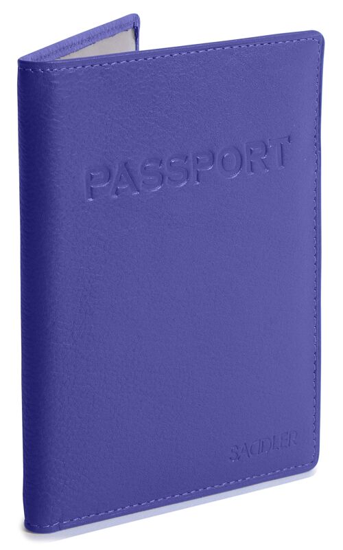 SADDLER "HARPER" Womens Luxurious Real Leather Passport Holder for Women | Designer Travel Wallet - Perfect for Passport Mileage Credit Debit Cards | Ladies Passport Cover | Gift Boxed - Purple