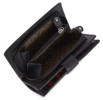 SADDLER "HOLY" Porte-monnaie à deux volets en cuir véritable luxueux pour femmes | Porte-cartes de crédit haute capacité en cuir véritable pour dames avec grand porte-monnaie à glissière | Coffret cadeau - Noir 4