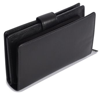 SADDLER "HOLY" Porte-monnaie à deux volets en cuir véritable luxueux pour femmes | Porte-cartes de crédit haute capacité en cuir véritable pour dames avec grand porte-monnaie à glissière | Coffret cadeau - Noir 5