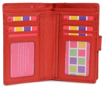 SADDLER "HOLY" Porte-monnaie à deux volets en cuir véritable luxueux pour femmes | Porte-cartes de crédit haute capacité en cuir véritable pour dames avec grand porte-monnaie à glissière | Coffret cadeau - Rouge 2