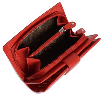 SADDLER "HOLY" Porte-monnaie à deux volets en cuir véritable luxueux pour femmes | Porte-cartes de crédit haute capacité en cuir véritable pour dames avec grand porte-monnaie à glissière | Coffret cadeau - Rouge 3