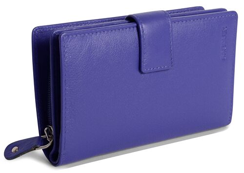 SADDLER "HOLY" Womens Luxurious Real Leather Bifold Wallet Clutch Zipper Purse | Genuine Leather Ladies Designer High Capacity Credit Card Holder with Large Zipper Coin Purse | Gift Boxed - Purple