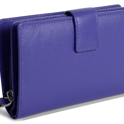 SADDLER "HOLY" Womens Luxurious Real Leather Bifold Wallet Clutch Zipper Purse | Genuine Leather Ladies Designer High Capacity Credit Card Holder with Large Zipper Coin Purse | Gift Boxed - Purple