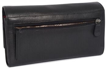 SADDLER "GRACE" Grand portefeuille en cuir véritable luxueux à plusieurs sections pour carte de crédit RFID | Sac à main Designer pour femmes avec trois poches zippées | Coffret cadeau - Noir 5