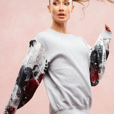 Grey Marl Ruby Romance Sweatshirt - L