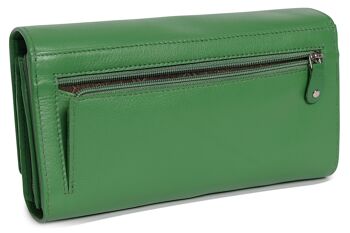 SADDLER "GRACE" Grand portefeuille en cuir véritable luxueux à plusieurs sections pour carte de crédit RFID | Sac à main Designer pour femmes avec trois poches zippées | Coffret cadeau - Vert 5