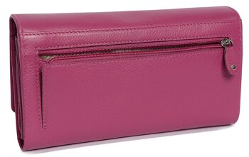 SADDLER "GRACE" Grand portefeuille en cuir véritable luxueux à plusieurs sections pour carte de crédit RFID | Sac à main Designer pour femmes avec trois poches zippées | Coffret cadeau - Magenta 5