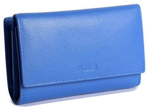 SADDLER "ELEANOR" Womens Luxurious Real Leather Trifold RFID Wallet Clutch Purse with Zipper Coin Purse | Ladies Designer Multi Credit Card Holder - Perfect for ID Debit Credit Travel Cards | Gift Boxed - Blue