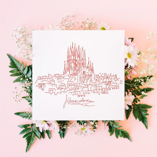 Barcelonagram - Carte Skyline rouge