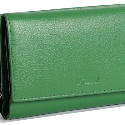 SADDLER "ELEANOR" Womens Luxurious Real Leather Trifold RFID Wallet Clutch Purse with Zipper Coin Purse | Ladies Designer Multi Credit Card Holder - Perfect for ID Debit Credit Travel Cards | Gift Boxed - Green