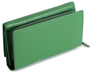 SADDLER "ELEANOR" Porte-monnaie à trois volets RFID en cuir véritable luxueux pour femmes avec porte-monnaie à glissière | Titulaire de la carte de crédit multi-designer pour femme - Parfait pour les cartes de crédit de débit d'identité | Coffret cadeau - Vert 5