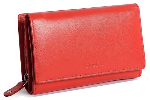 SADDLER "ELEANOR" Womens Luxurious Real Leather Trifold RFID Wallet Clutch Purse with Zipper Coin Purse | Ladies Designer Multi Credit Card Holder - Perfect for ID Debit Credit Travel Cards | Gift Boxed -Red