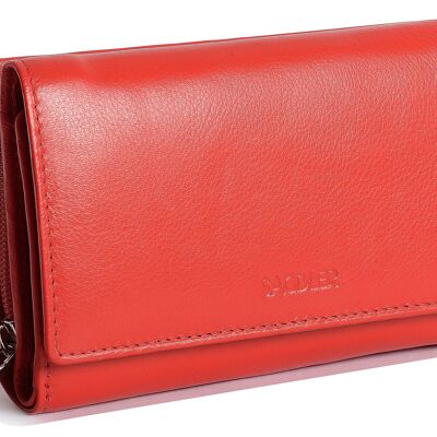 SADDLER "ELEANOR" Womens Luxurious Real Leather Trifold RFID Wallet Clutch Purse with Zipper Coin Purse | Ladies Designer Multi Credit Card Holder - Perfect for ID Debit Credit Travel Cards | Gift Boxed -Red