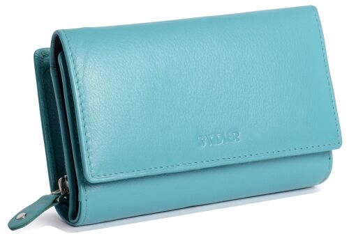SADDLER "ELEANOR" Womens Luxurious Real Leather Trifold RFID Wallet Clutch Purse with Zipper Coin Purse | Ladies Designer Multi Credit Card Holder - Perfect for ID Debit Credit Travel Cards | Gift Boxed -Teal
