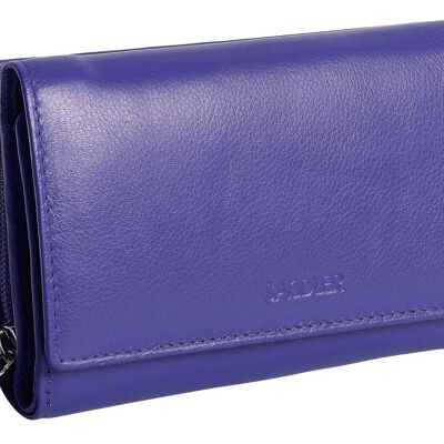 SADDLER "ELEANOR" Womens Luxurious Real Leather Trifold RFID Wallet Clutch Purse with Zipper Coin Purse | Ladies Designer Multi Credit Card Holder - for ID Debit Credit Travel Cards | Gift Boxed - Purple
