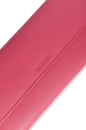 SADDLER "CLAIRE" Pochette porte-monnaie RFID à trois volets en cuir véritable luxueux pour femmes avec poches zippées | Porte-cartes de crédit Designer Ladies Multi Zipper | Coffret cadeau - Fuchsia 5