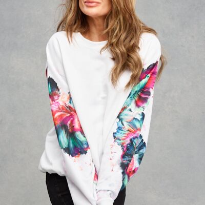 Ice white Summer Fish Sweatshirt - L