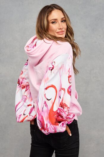 Sweat à capuche fantaisie flamant rose bonbon - Enfants 8/9 ans 3