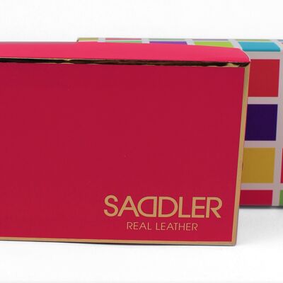 SADDLER "MOLY" Lussuoso portamonete con cerniera in vera pelle da donna | Portamonete da donna di design con portachiavi | In confezione regalo - Navy