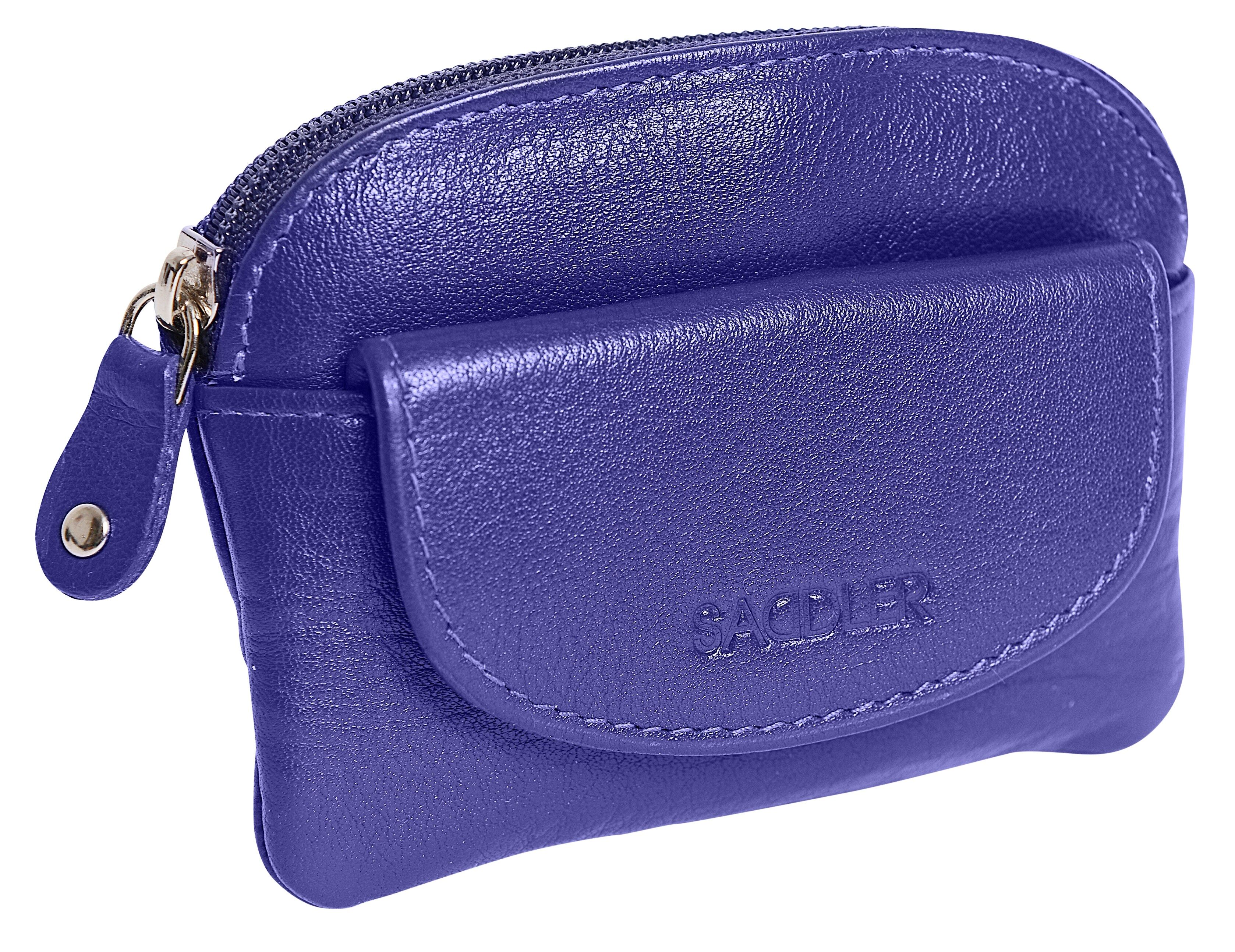 SADDLER "MOLY" Portamonete con cerniera superiore in pelle di lusso da donna | Portamonete da donna di design con portachiavi | In confezione regalo - Nero 2