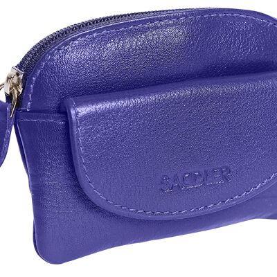 SADDLER "MOLY" Womens Luxurious Leather Zip Top Coin Purse | Designer Ladies Change Pouch with Key Ring |Gift Boxed - Black 2