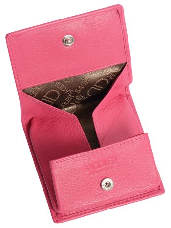 SADDLER "POPPY" Mini porte-monnaie luxueux en cuir véritable pour femmes | Pochette à langer Designer Ladies | Coffret cadeau - Fuchsia 2