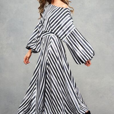 Valentina Maxi Charcoal Stripe