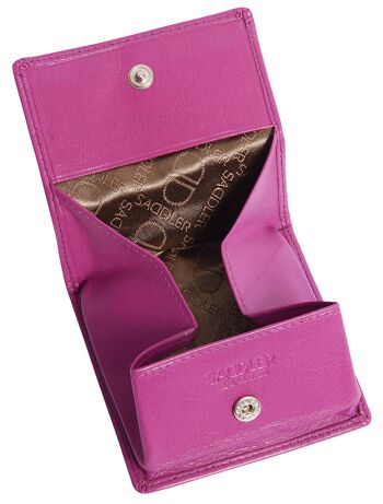 SADDLER "POPPY" Mini porte-monnaie luxueux en cuir véritable pour femmes | Pochette à langer Designer Ladies | Coffret cadeau - Magenta 2