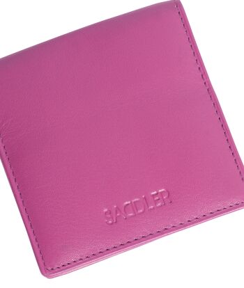 SADDLER "POPPY" Mini porte-monnaie luxueux en cuir véritable pour femmes | Pochette à langer Designer Ladies | Coffret cadeau - Magenta 4