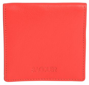 SADDLER "POPPY" Mini porte-monnaie luxueux en cuir véritable pour femmes | Pochette à langer Designer Ladies | Coffret cadeau - Rouge 3