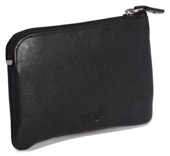 SADDLER "ELLIE" Porte-monnaie luxueux en cuir véritable pour femmes avec double porte-clés Poche avant | Pochette à langer | Coffret cadeau - Noir 4