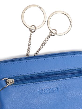 SADDLER "ELLIE" Porte-monnaie luxueux en cuir véritable pour femmes avec double porte-clés Poche avant | Pochette à langer Designer | Coffret cadeau - Bleu 4