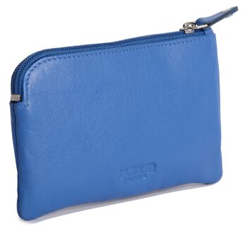 SADDLER "ELLIE" Porte-monnaie luxueux en cuir véritable pour femmes avec double porte-clés Poche avant | Pochette à langer Designer | Coffret cadeau - Bleu 5