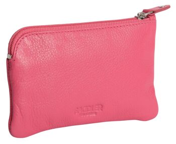 SADDLER "ELLIE" Porte-monnaie luxueux en cuir véritable pour femmes avec double porte-clés Poche avant | Pochette à langer | Coffret cadeau - Fuchsia 5