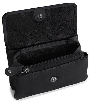 SADDLER "LILY" Petit porte-monnaie luxueux à rabat en cuir véritable pour femmes | Pochette à langer avec zip | Taille de la carte de crédit | Coffret cadeau - Noir 3