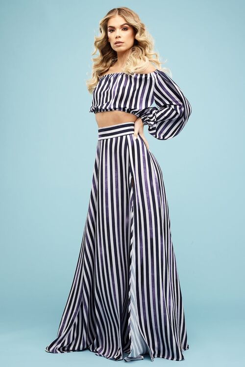 Camilla Top and Summer Skirt in Candy Blue stripe