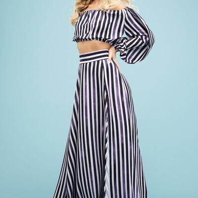 Camilla Top and Summer Skirt in Candy Blue stripe