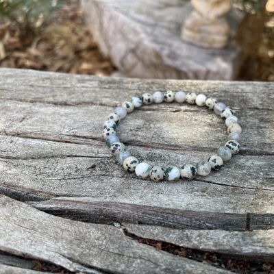 Lithotherapy Elastic Bracelet in Tree Agate and Dalmatian Jasper