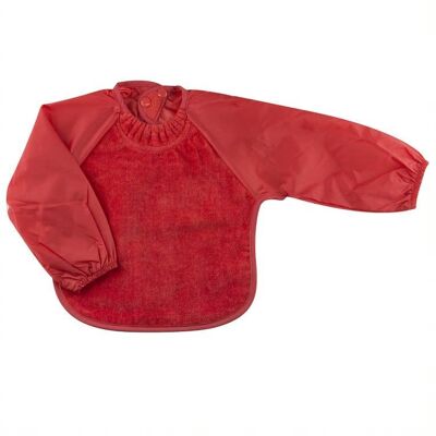 Rotes, kleines, langärmliges Lätzchen aus Handtuch